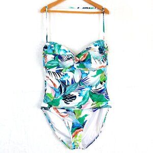 La Blanca Island Goddess Bandeau Halter Front Twist One Piece Swimsuit Womens 14